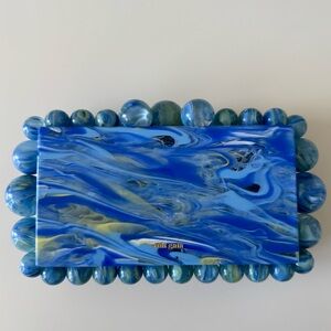 Cult Gaia Blue and Yellow Marble Eos Clutch
